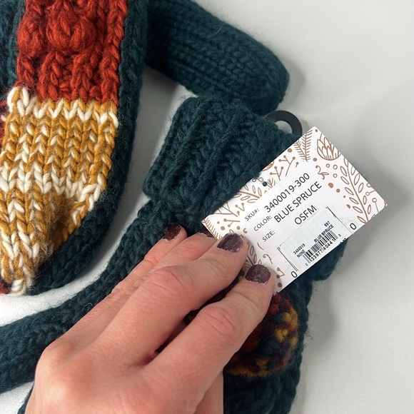 MUK LUKS Women's Patchwork Mitten Accessories blue spruce new - Picture 6 of 10